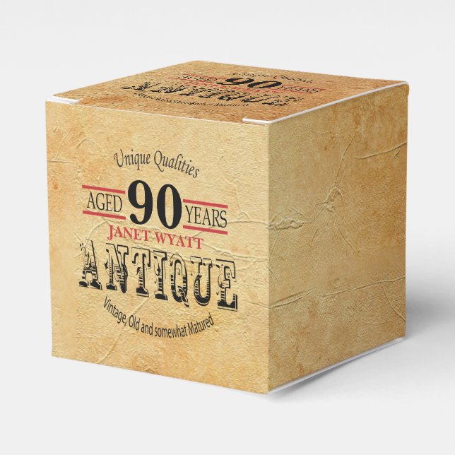 Antique 90th Birthday Design Favor Boxes (Front Side)