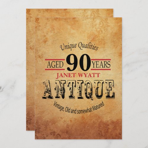 Antique 90th Birthday Invitation