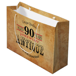 Antique 90th Birthday Large Gift Bag