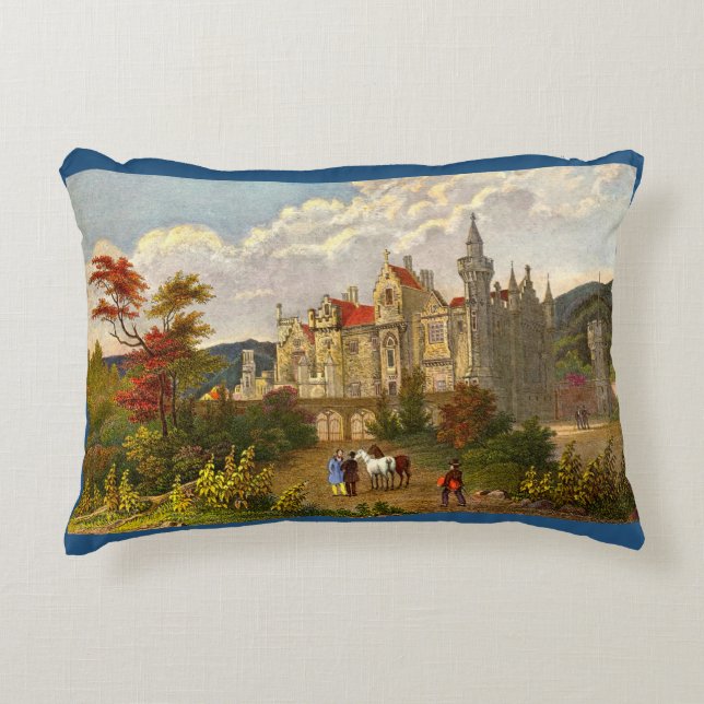 antique Abbotsford House print Accent Pillow (Front)
