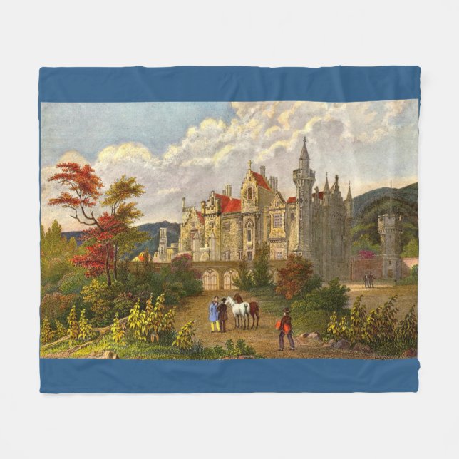 antique Abbotsford House print Fleece Blanket (Front (Horizontal))