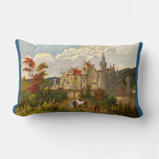 antique Abbotsford House print Lumbar Pillow