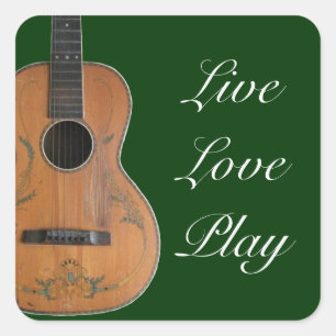 Antique Acoustic Guitar Stickers