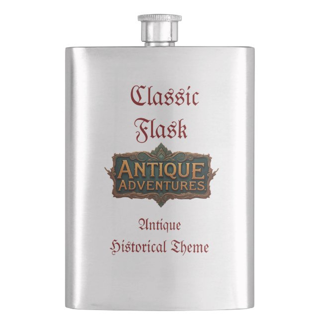 Antique Adventures Typography Art Timeless -  Flask (Front)