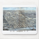Antique Aerial City Map of Austin, Texas, 1873 Mouse Pad