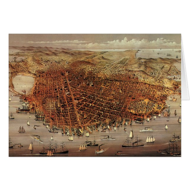 Antique Aerial Map, San Francisco City, California (Front Horizontal)