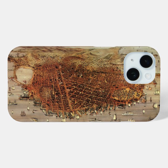 Antique Aerial Map, San Francisco City, California Case-Mate iPhone Case (Back (Horizontal))