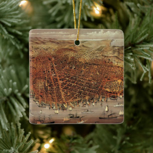 Antique Aerial Map, San Francisco City, California Ceramic Ornament