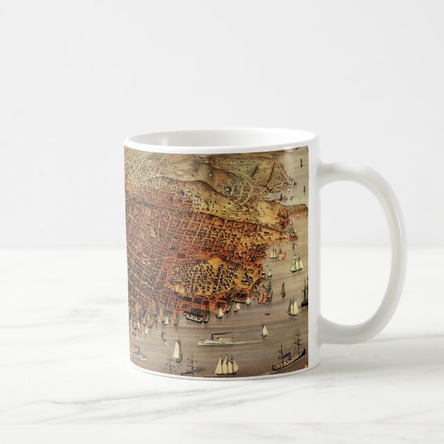 Antique Aerial Map, San Francisco City, California Coffee Mug (Right)