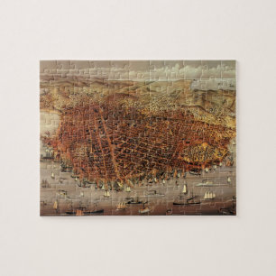 Antique Aerial Map, San Francisco City, California Jigsaw Puzzle