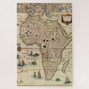 Antique Africa Map DIY Background Color Table Numb Jigsaw Puzzle