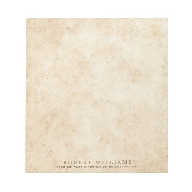 Antique aged paper vintage parchment rustic name notepad (Front)