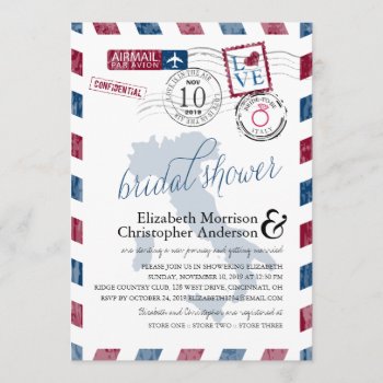 Antique Airmail Italy | Bridal Shower Invitation by labellarue at Zazzle