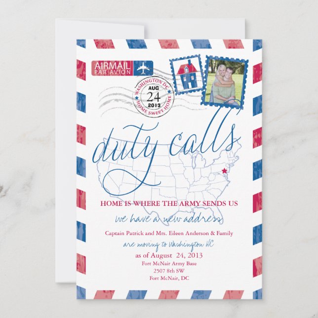 Antique Airmail Military Moving Announcement (Front)