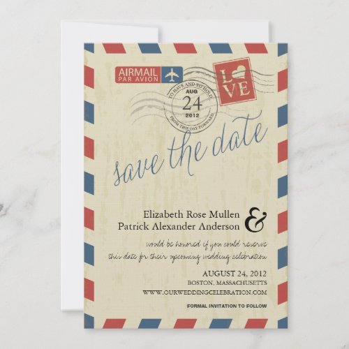 Antique Airmail Save the Date