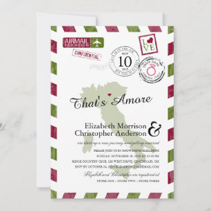 Antique Airmail Verona Italy   Bridal Shower Invitation