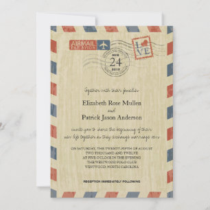 Antique Airmail Wedding Invitation