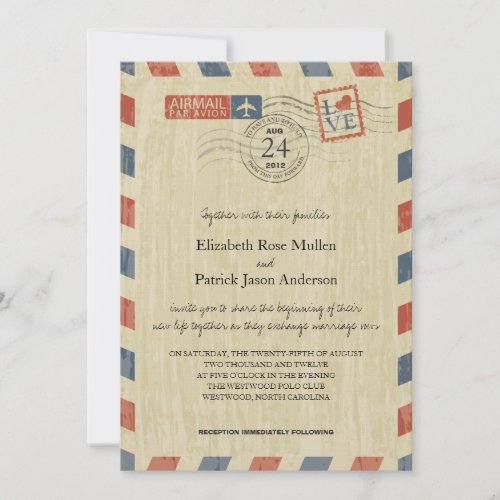 Antique Airmail Wedding Invitation