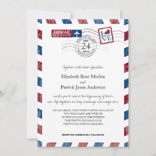 Antique Airmail Wedding Invitation
