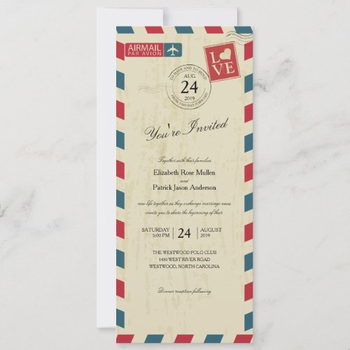 Antique Airmail Wedding Invitation