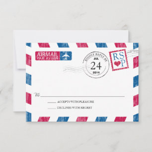 Antique Airmail Wedding RSVP Card
