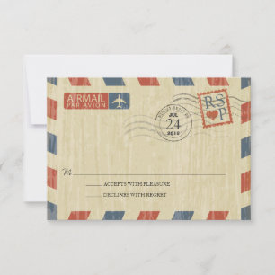 Antique Airmail Wedding RSVP Card