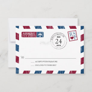Antique Airmail Wedding RSVP Card