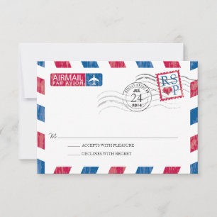Antique Airmail Wedding RSVP Card