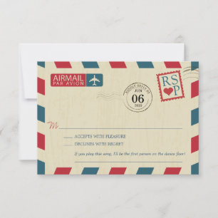 Antique Airmail Wedding RSVP Card
