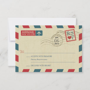 Antique Airmail Wedding RSVP Card