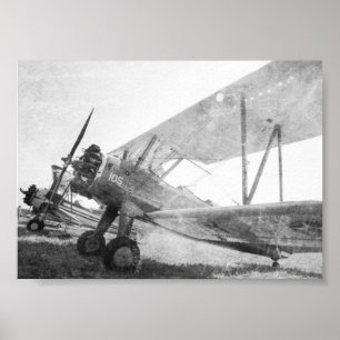 Antique Airplane Biplanes B&W Poster Print