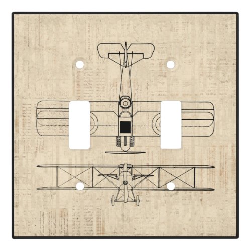 Antique Airplane Diagrams Vintage Plane Art Light Switch Cover