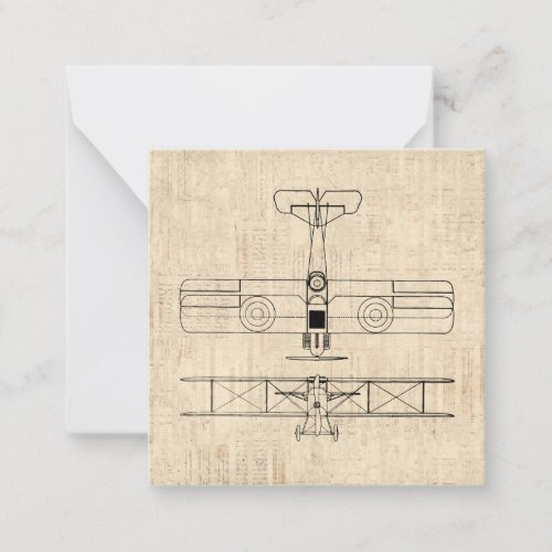 Antique Airplane Diagrams Vintage Plane Art Note Card