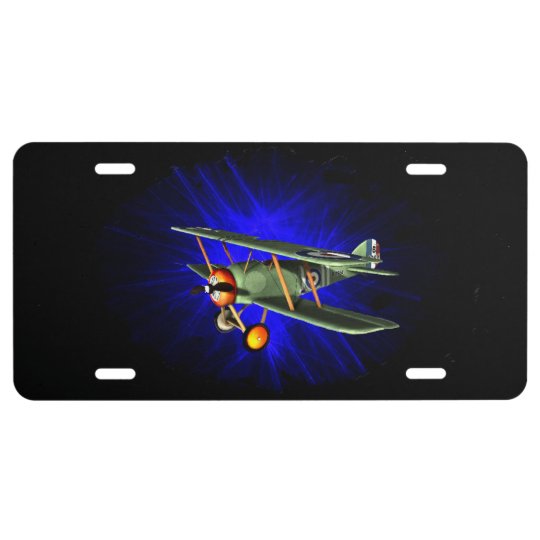 Antique airplane license plate