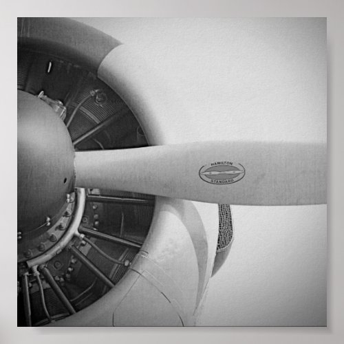 Antique Airplane Propeller Black and White Poster