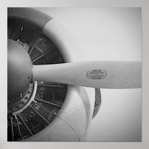 Antique Airplane Propeller Black and White Poster