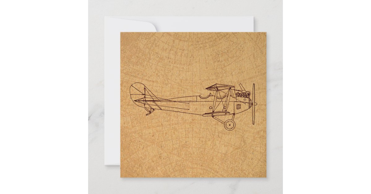 Antique Airplane Retro Classic Aviation Map Style Card Zazzle