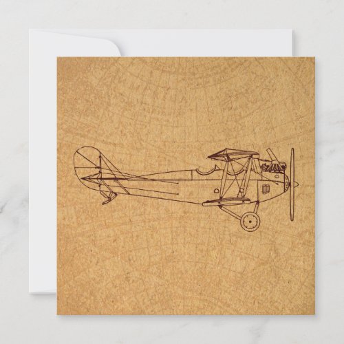 Antique Airplane Retro Classic Aviation Map Style Holiday Card
