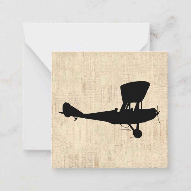 Antique Airplane Silhouette Art Note Card (Front)