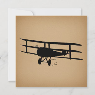 Antique Airplane Silhouette Vintage Plane Holiday Card