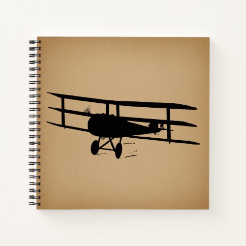 Antique Airplane Silhouette Vintage Plane Notebook