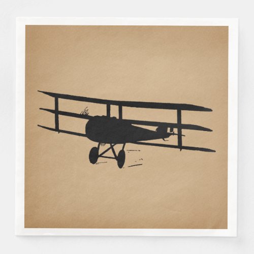 Antique Airplane Silhouette Vintage Plane Paper Dinner Napkins