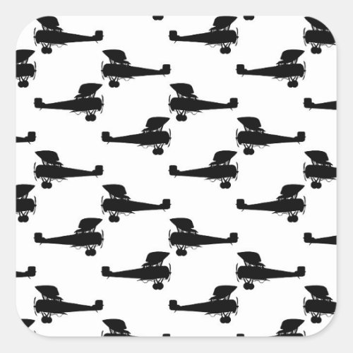 Antique Airplane Silhouettes Vintage Plane Print Square Sticker