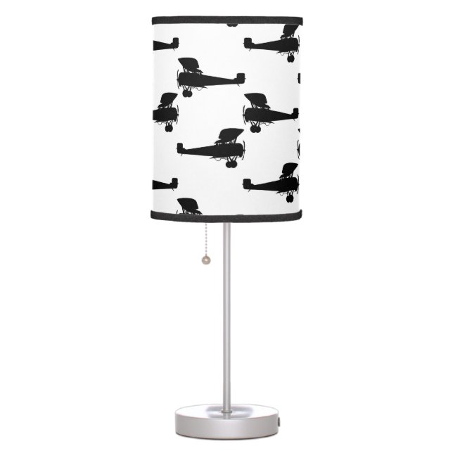 Antique Airplane Silhouettes Vintage Plane Print Table Lamp (Right)