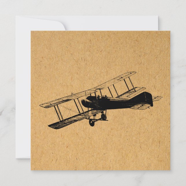Antique Airplane Vintage Plane Aviation Art Holiday Card (Front)