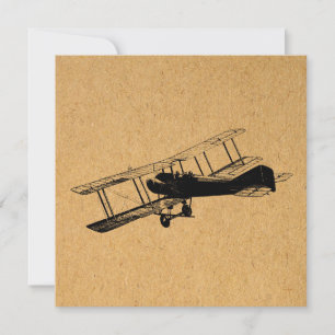 Antique Airplane Vintage Plane Aviation Art Holiday Card