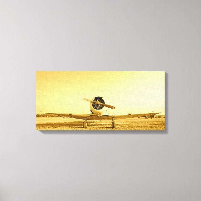 Antique Airplane Wings Sepia Wrapped Canvas Print (Front)
