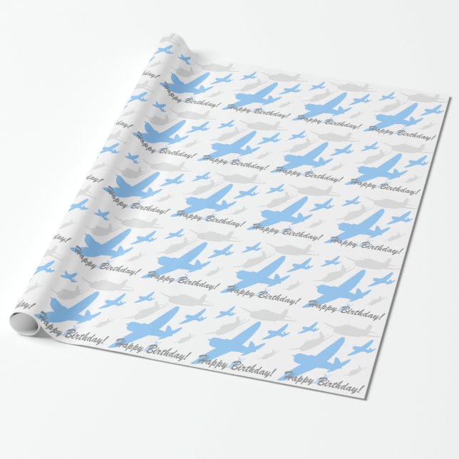 Antique Airplane Wrapping Paper (Unrolled)