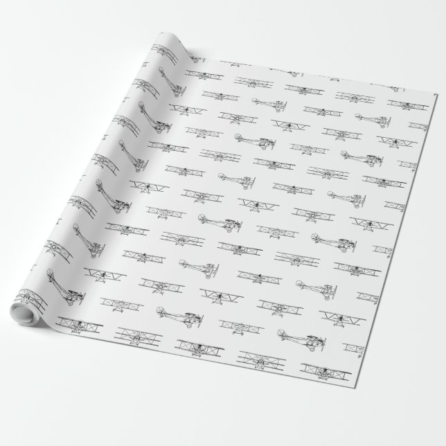 Antique Airplanes Aviation Art CUSTOM COLOR Wrapping Paper (Unrolled)