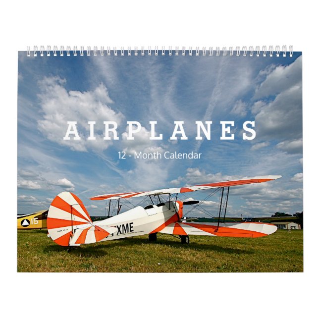 Antique Airplanes Biplanes LARGE 12-Month Calendar (Cover)